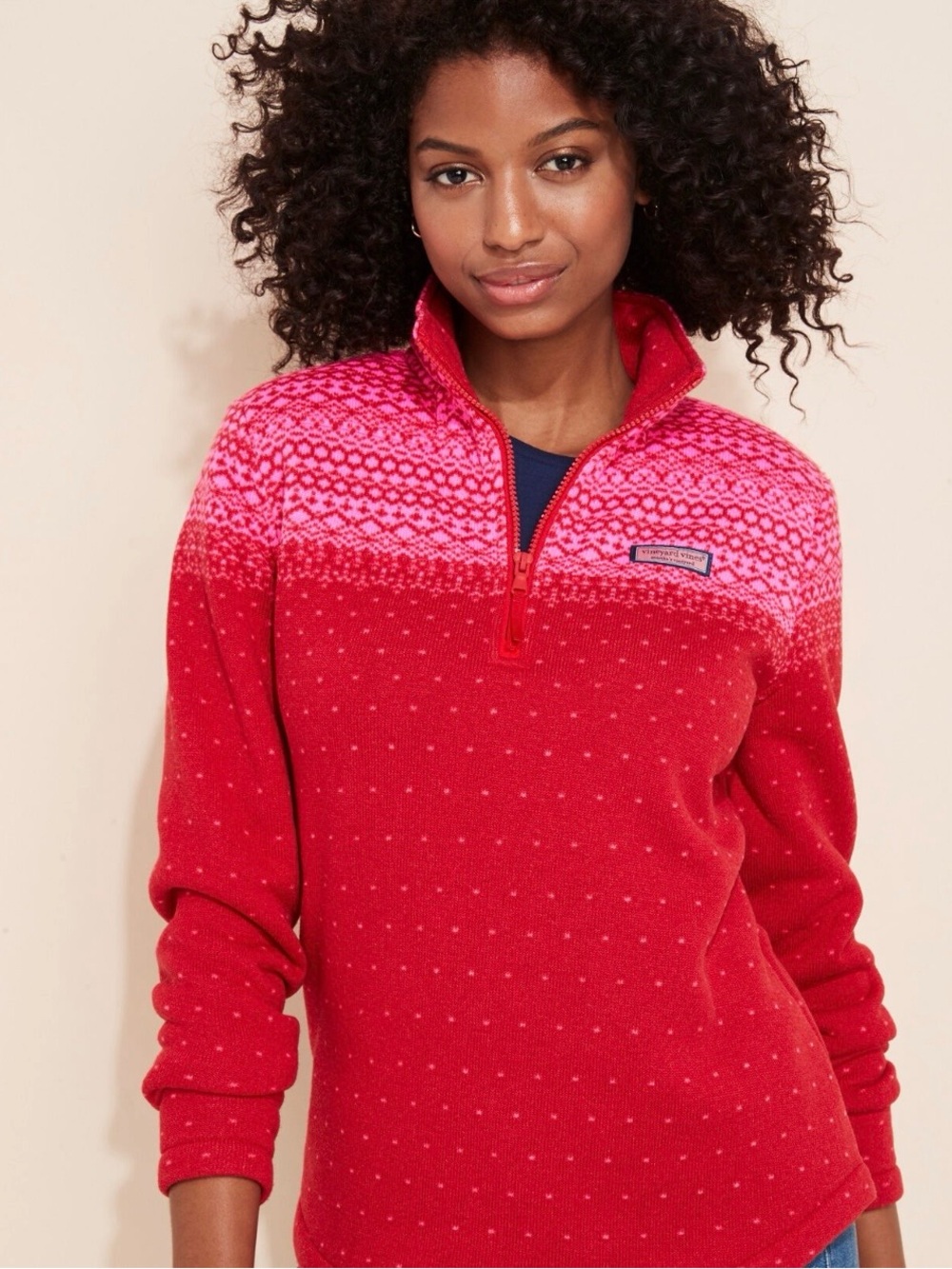 Vineyard Vines Women’s The Shep Shirt Fair Isle Half-Zip Fleece Pullover